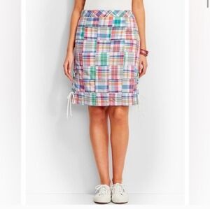 Talbots Madras Patchwork Plaid Skirt Women 6 Cotton A‎ Line Preppy Side Lace Up